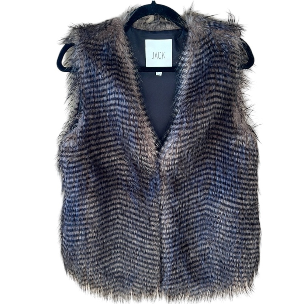 B.B. Dakota Sz S Jack Faux Fur Vest Animal Print Front Closure Like New